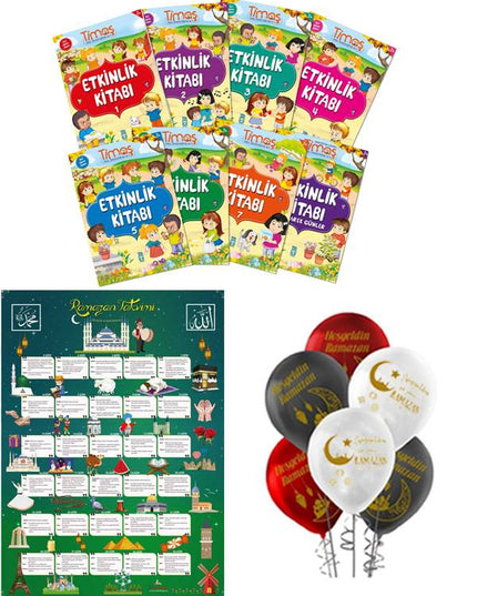 Ramazan etkinliği 4-6 yaş  (8 kitap 4 balon + Dev poster  )