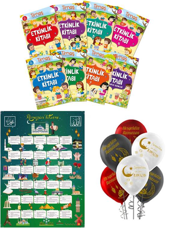 Ramazan etkinliği 4-6 yaş  (8 kitap 4 balon + Dev poster  )