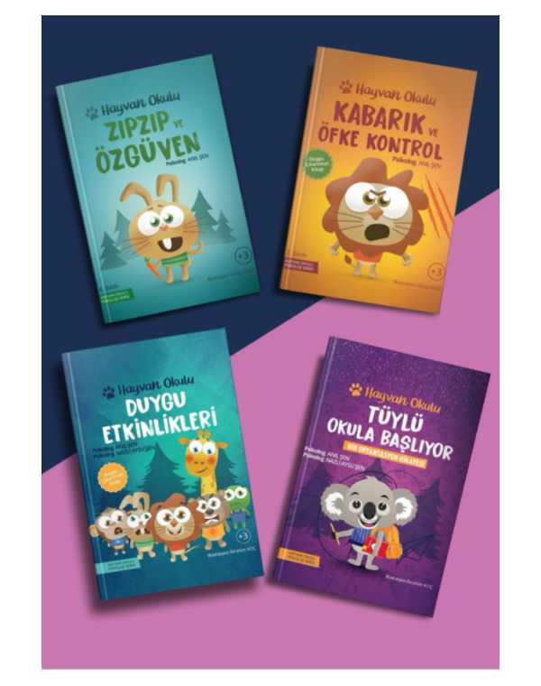 Alfa Zeka Hayvan Okulu Psikoloji Serisi 4' Lü Set -  Zıpzıp ile Özgüven Serisi kitap kapağı