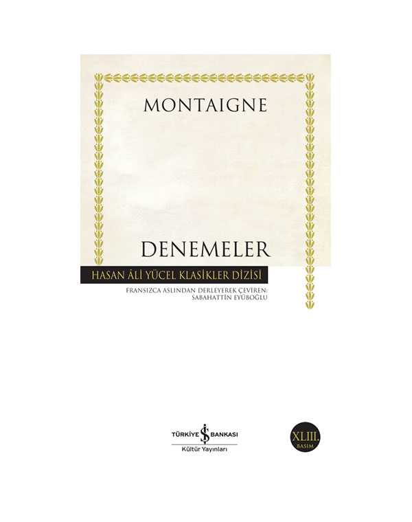 Denemeler - Montaigne kitap kapağı
