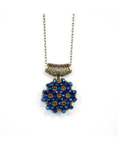 Mavi Cevşen Kolye (Kristal, Yuvarlak)